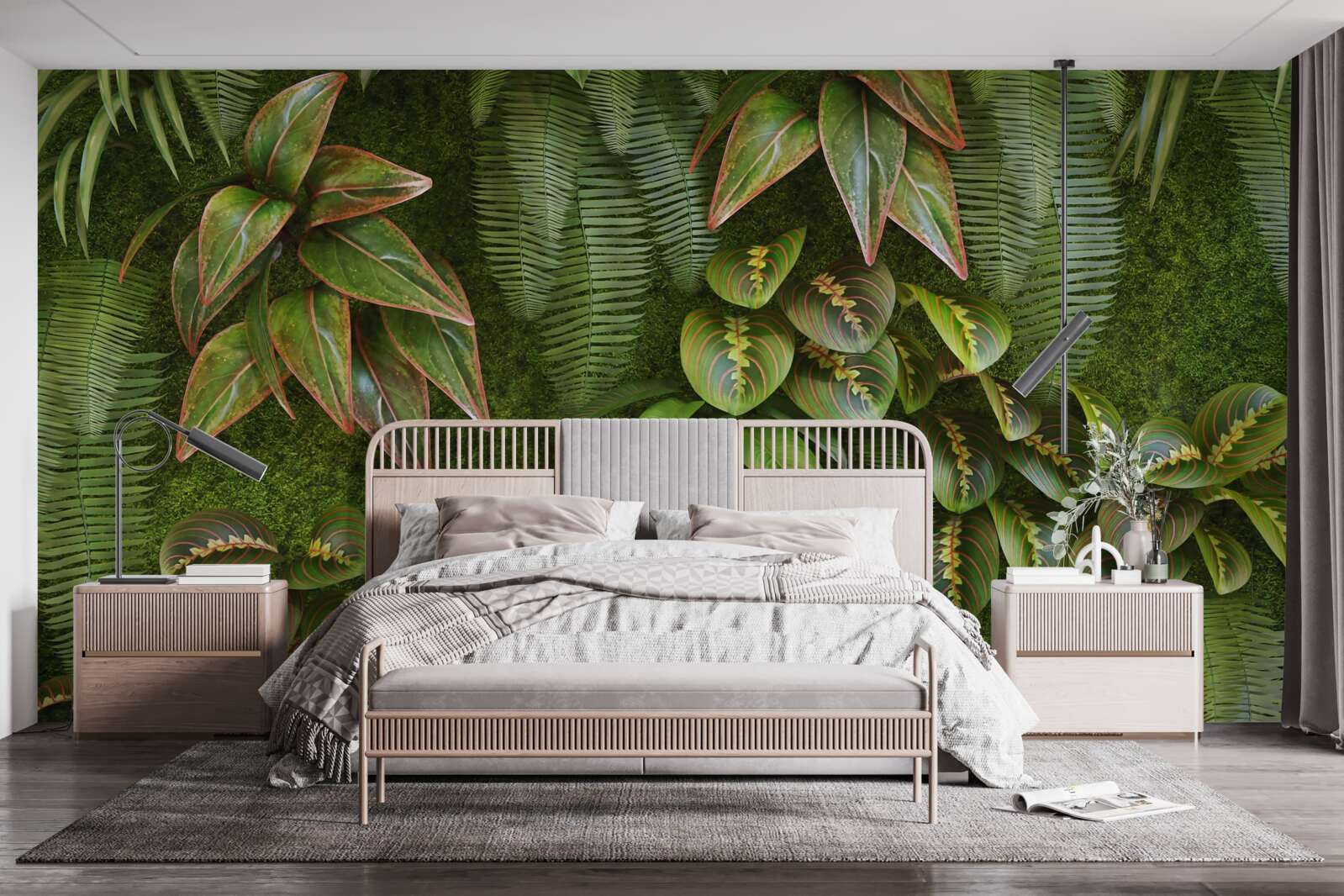 Fototapet frunzele bananelor și ale ferigilor sunt verde închis