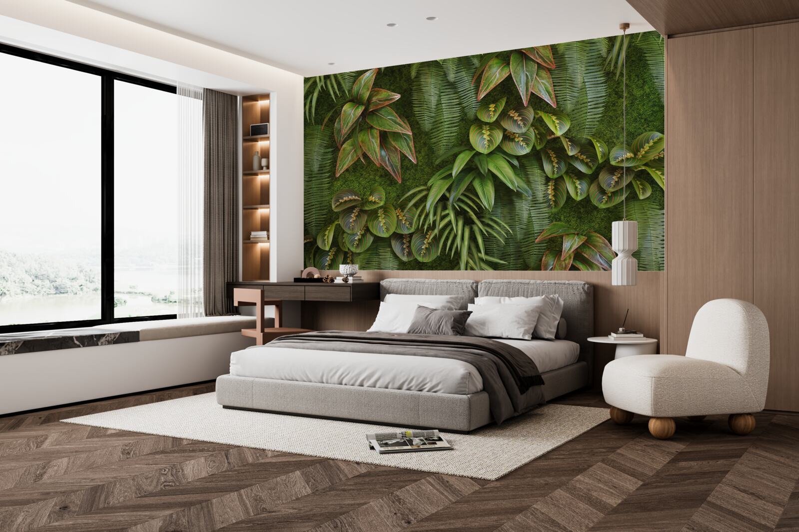 Fototapet frunzele bananelor și ale ferigilor sunt verde închis