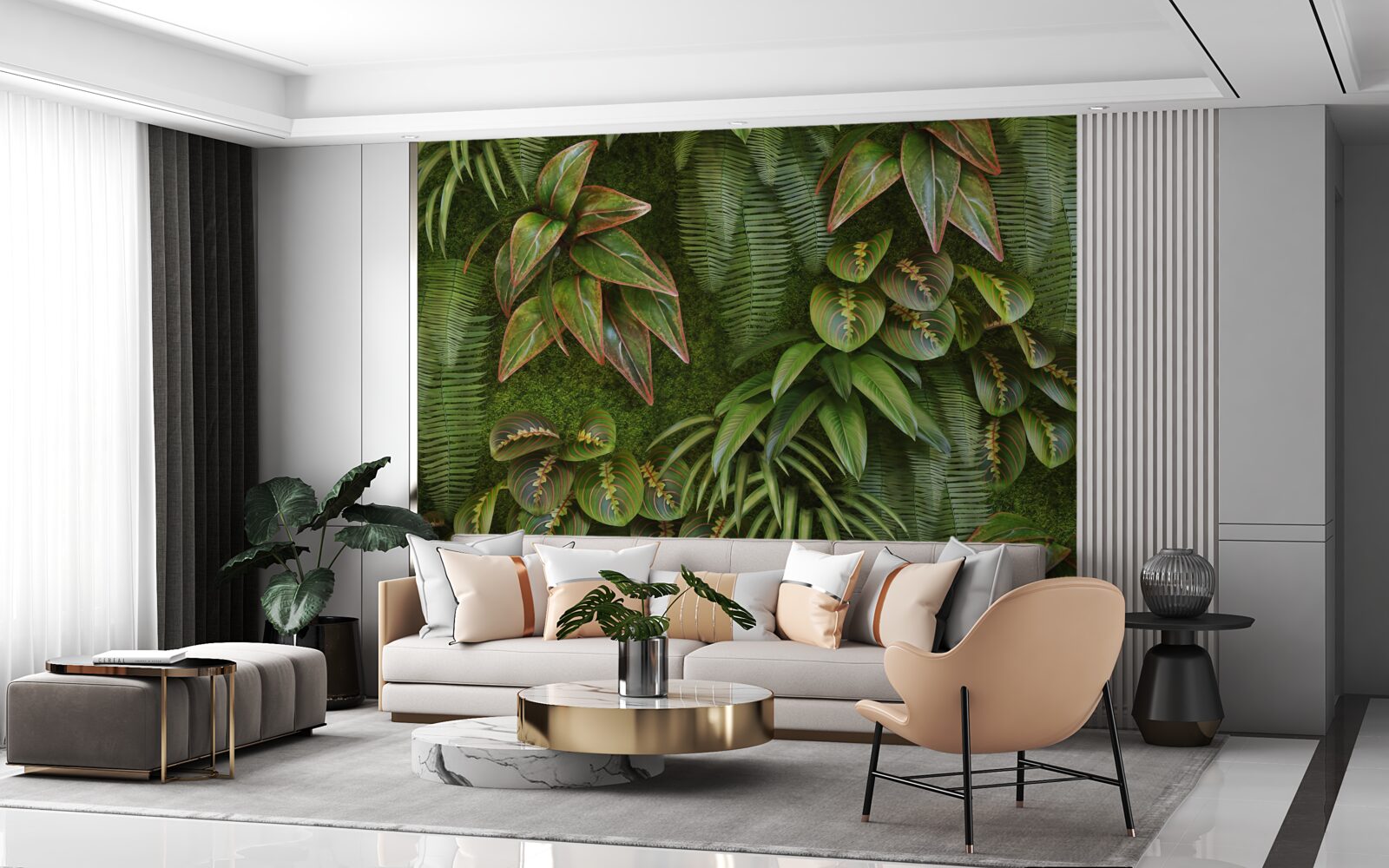 Fototapet frunzele bananelor și ale ferigilor sunt verde închis