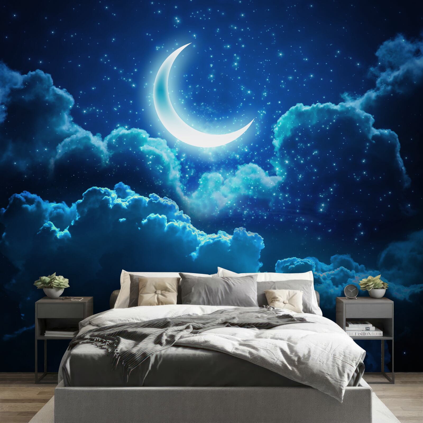 Fototapet luna magică zboară peste norii de seară