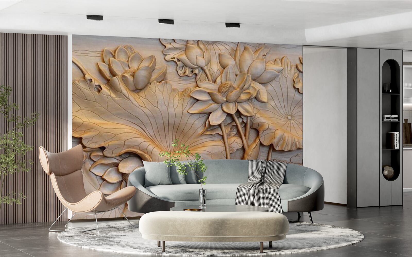 Fototapet compoziție de flori și frunze într-un aranjament ordonat