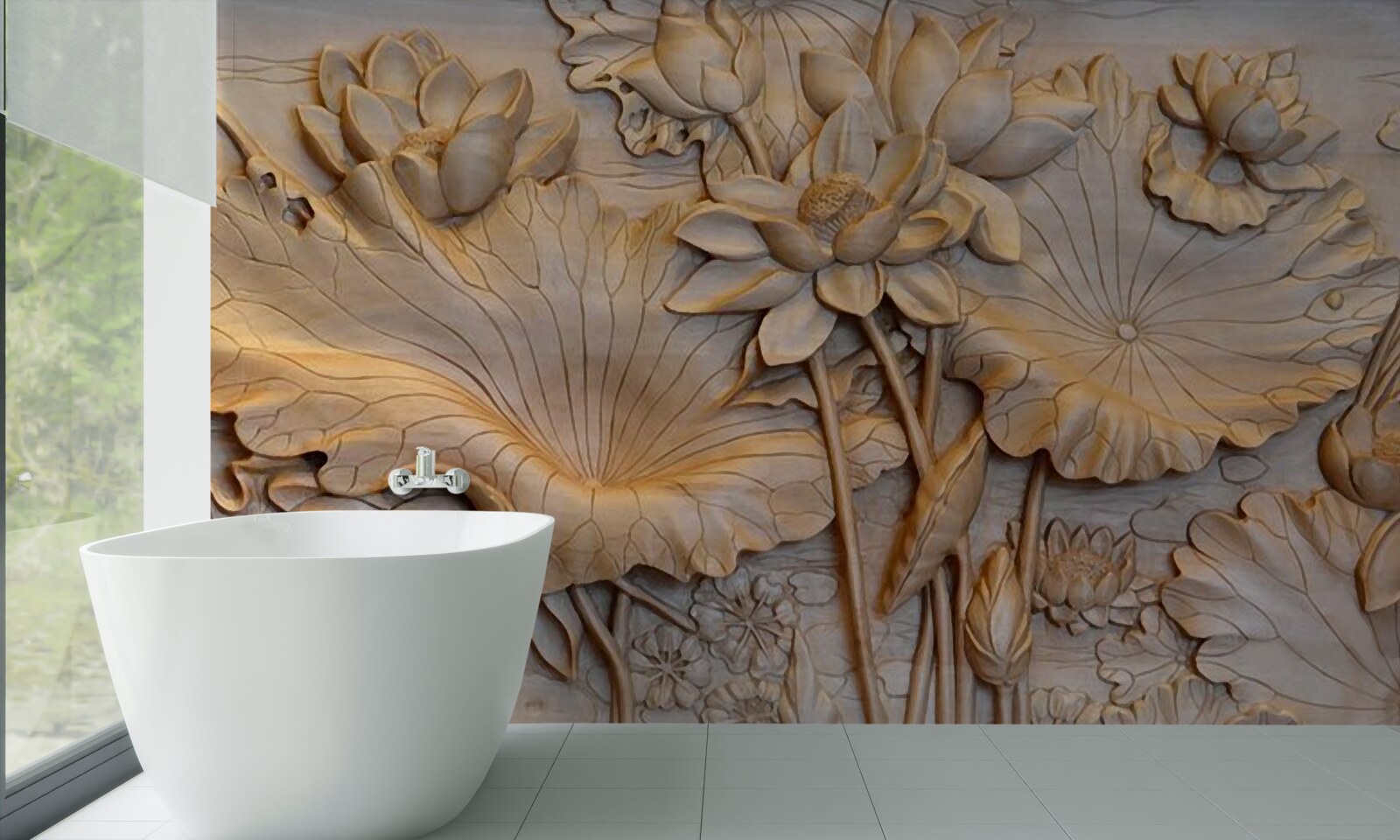 Fototapet compoziție de flori și frunze într-un aranjament ordonat