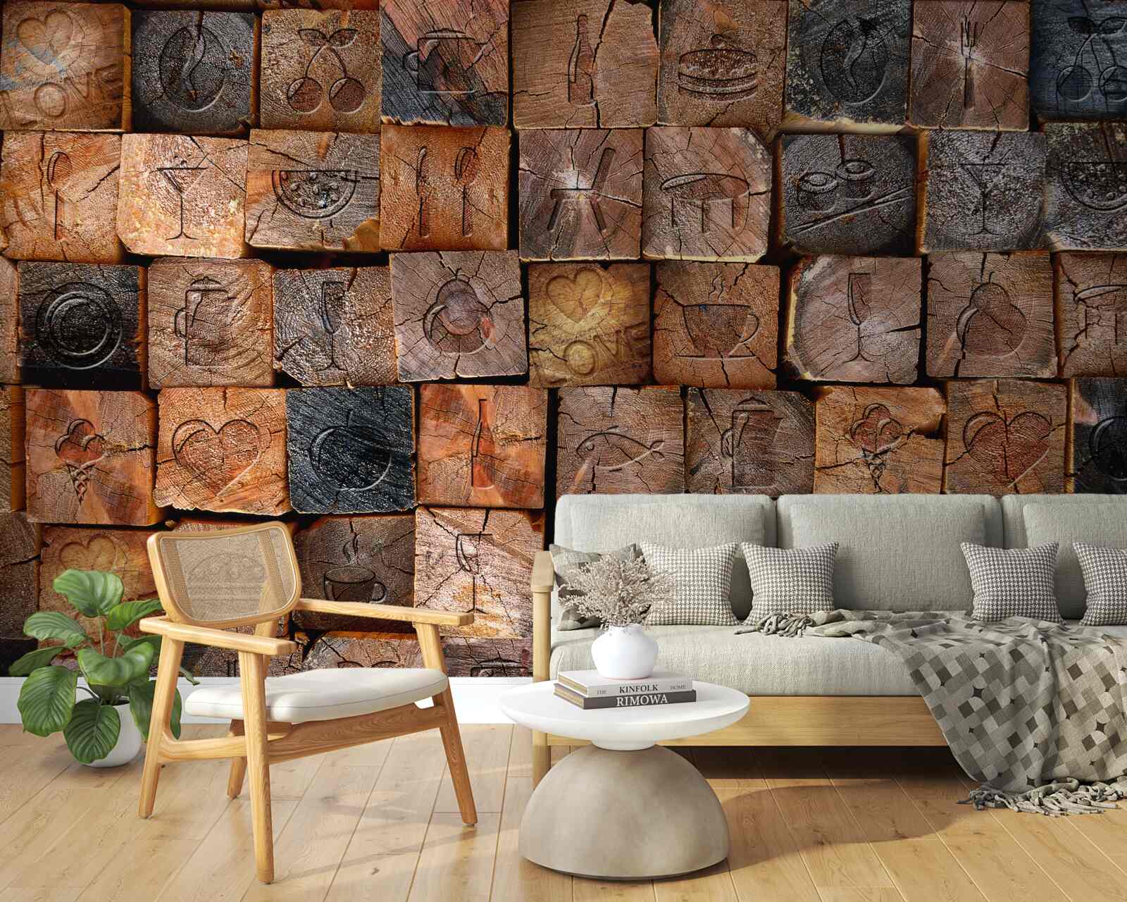 Fototapet placă de pavaj din lemn natural