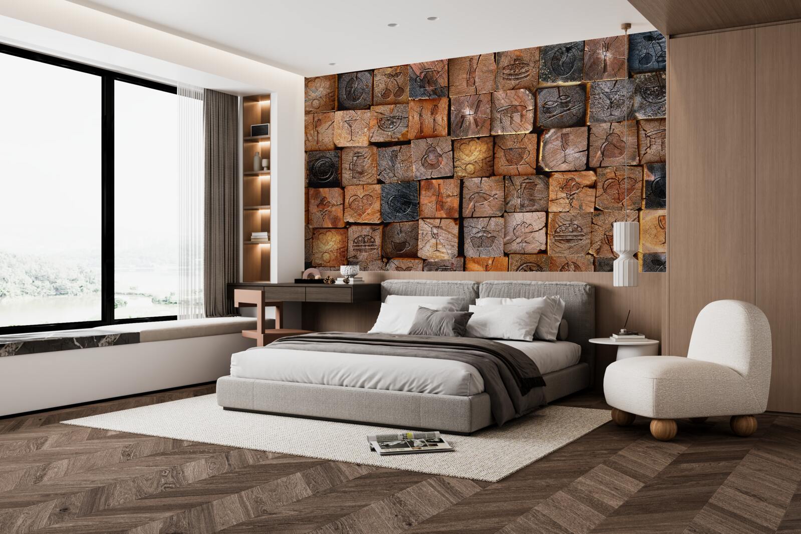 Fototapet placă de pavaj din lemn natural