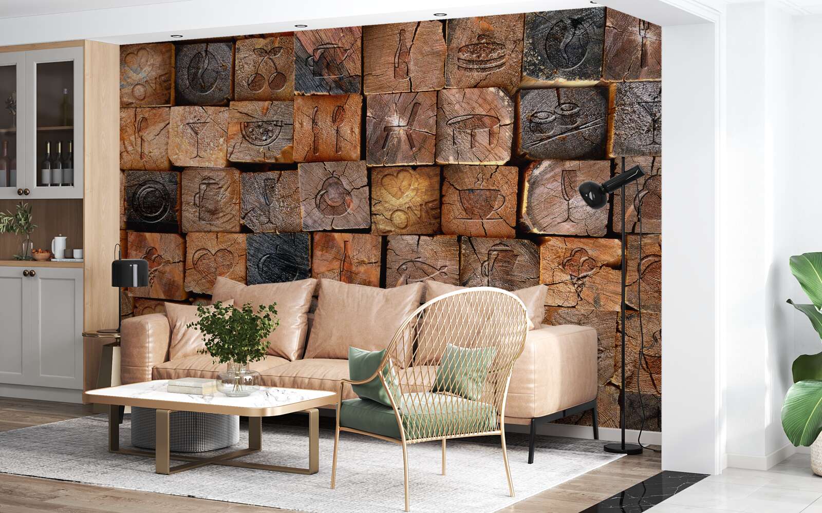 Fototapet placă de pavaj din lemn natural