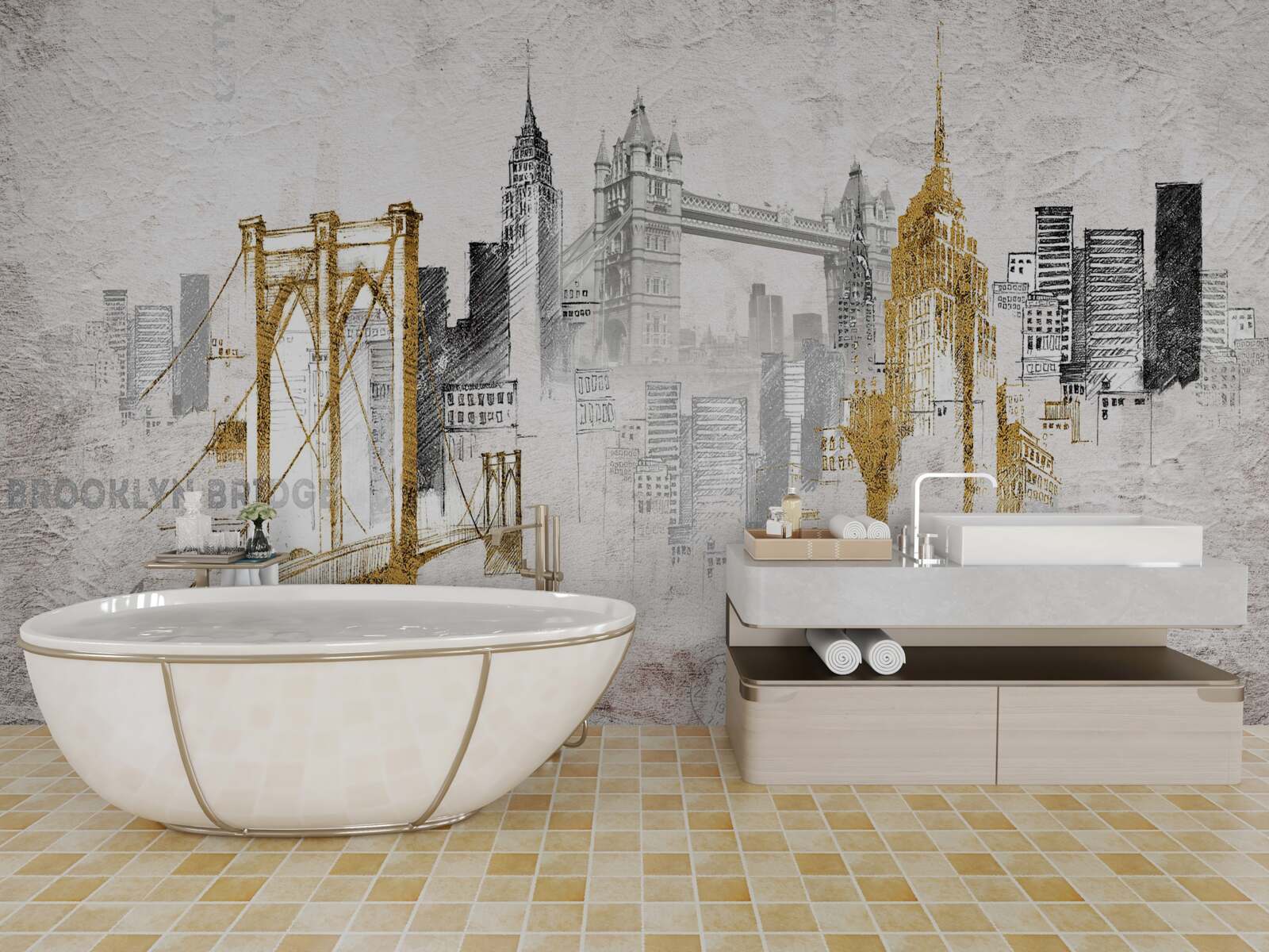 Fototapet abstract new york în stil vintage