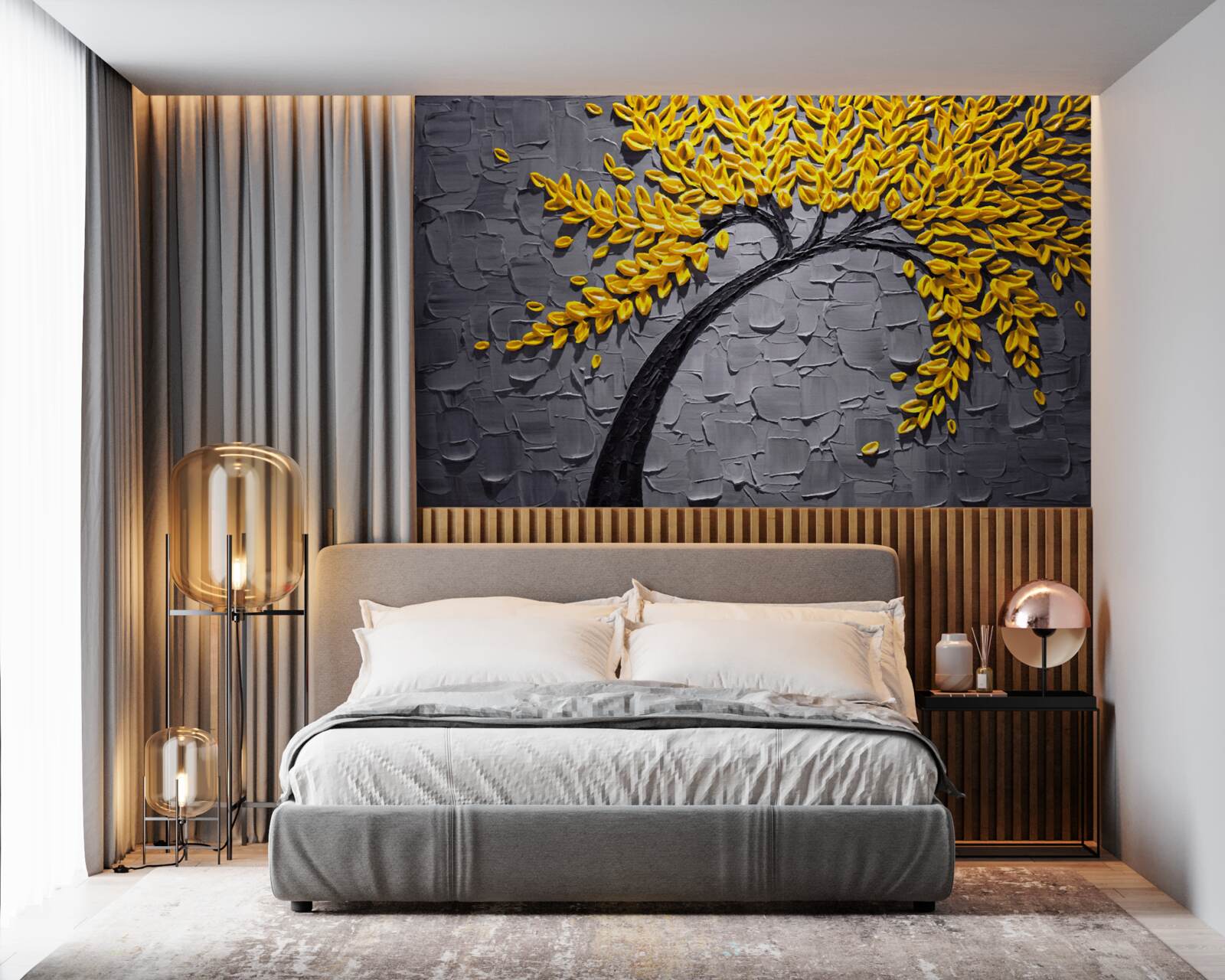 Fototapet frunzele de toamnă strălucesc în nuanțe de galben strălucitor