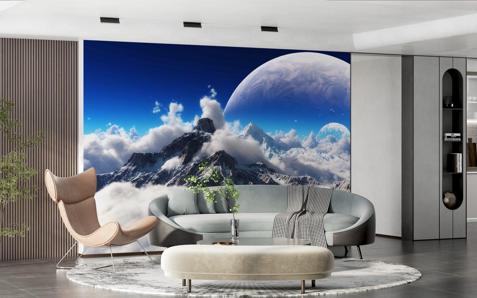 Fototapet cerul înnorat de deasupra munților este plin de măreție cosmică