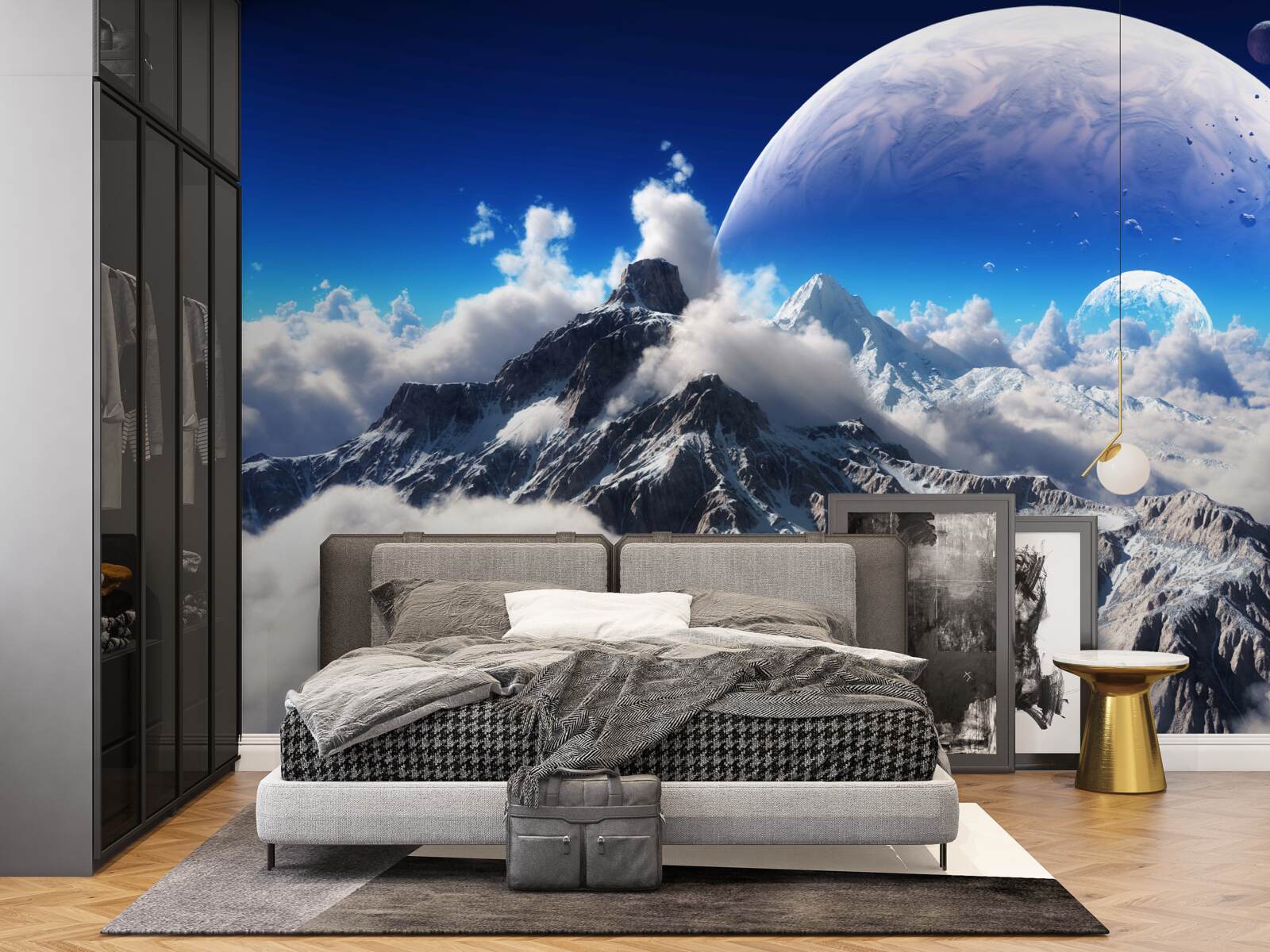 Fototapet cerul înnorat de deasupra munților este plin de măreție cosmică