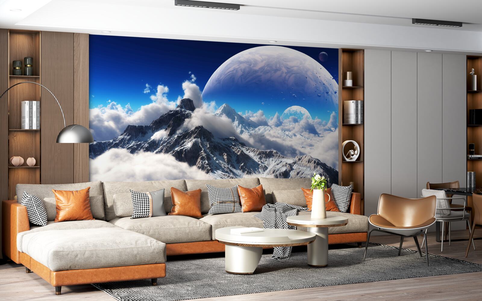 Fototapet cerul înnorat de deasupra munților este plin de măreție cosmică