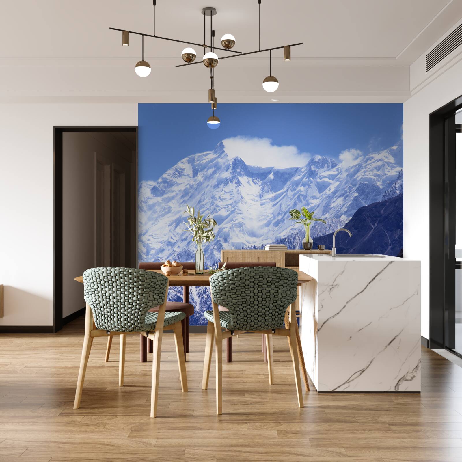 Fototapet vârfurile norilor, de neclintit în duritatea lor înghețată