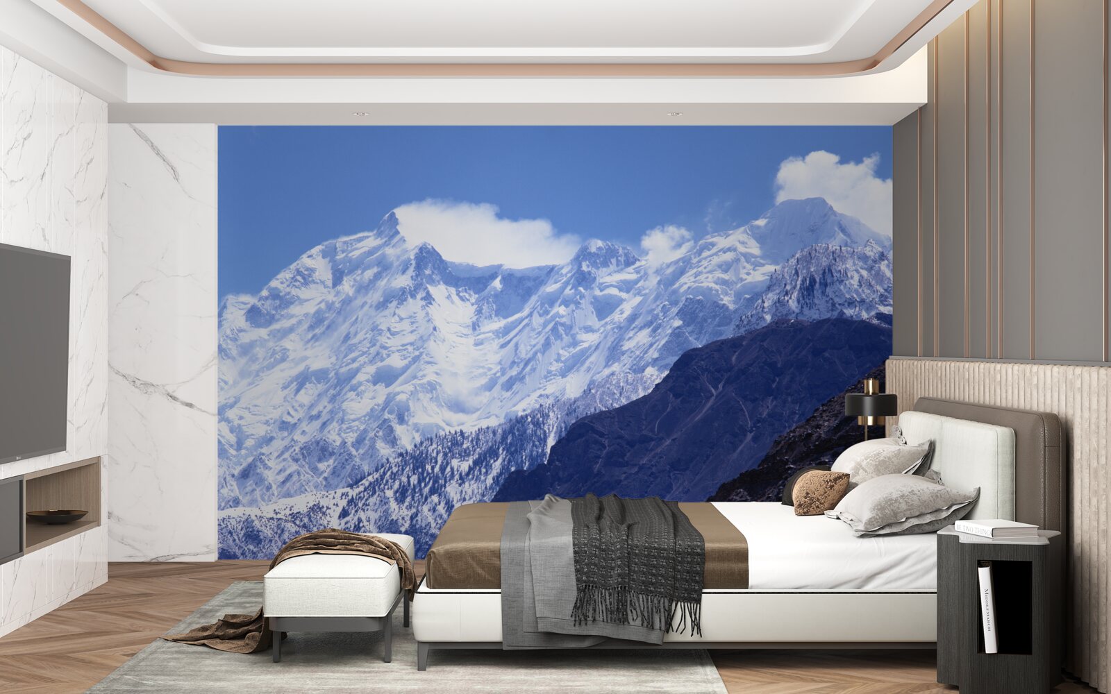 Fototapet vârfurile norilor, de neclintit în duritatea lor înghețată