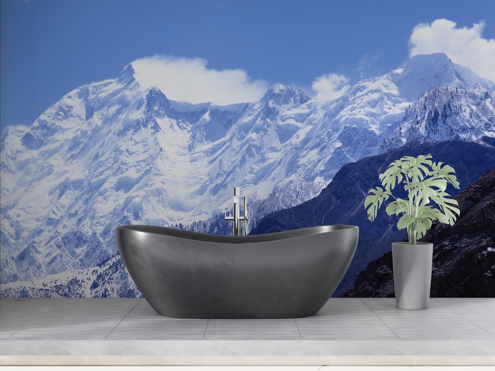 Fototapet vârfurile norilor, de neclintit în duritatea lor înghețată