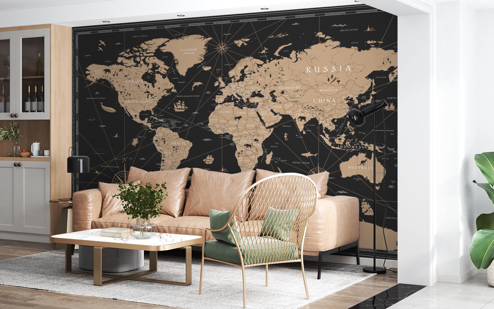 Fototapet harta lumii pe un fundal închis