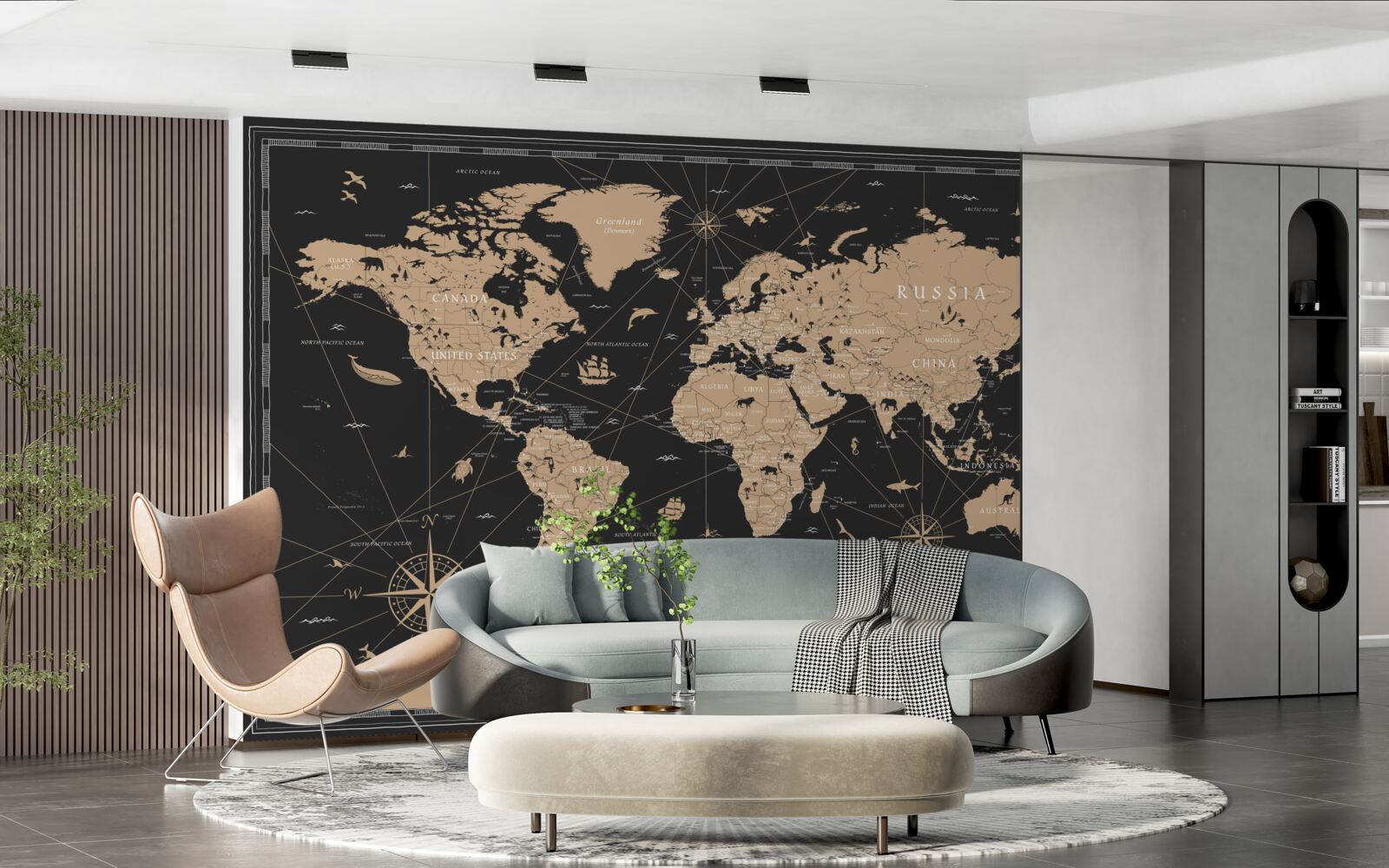 Fototapet harta lumii pe un fundal închis