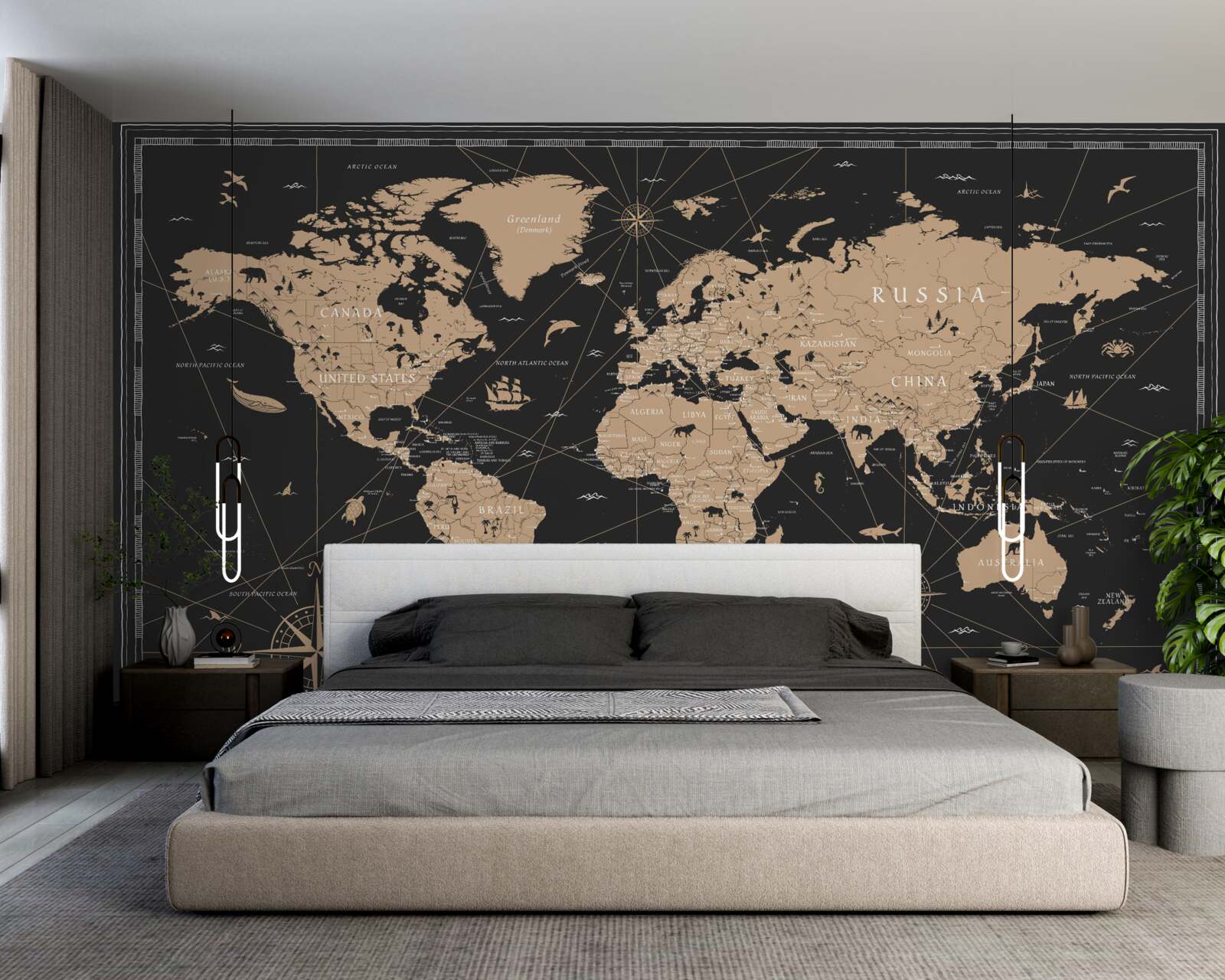 Fototapet harta lumii pe un fundal închis