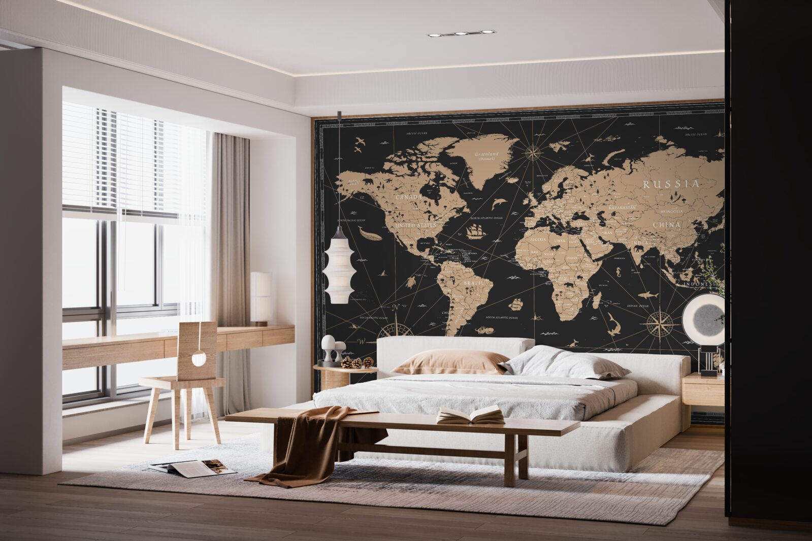 Fototapet harta lumii pe un fundal închis