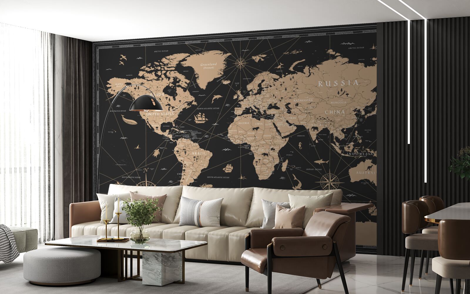 Fototapet harta lumii pe un fundal închis