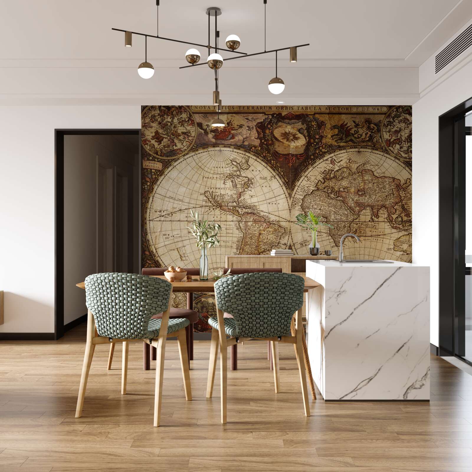 Fototapet hartă geografică antică reprezentată ca două emisfere