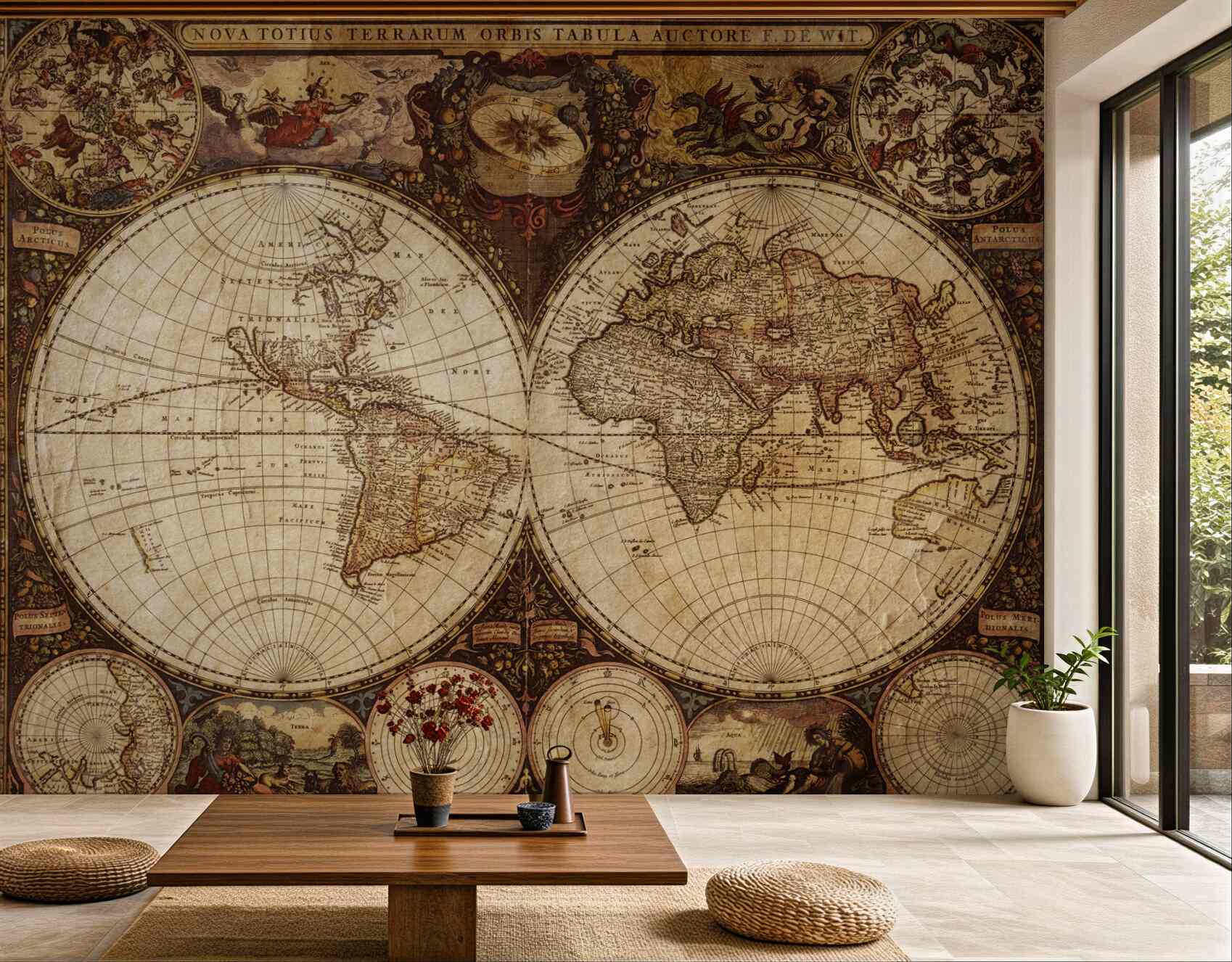 Fototapeta starożytna mapa geograficzna przedstawiona w postaci dwóch półkul