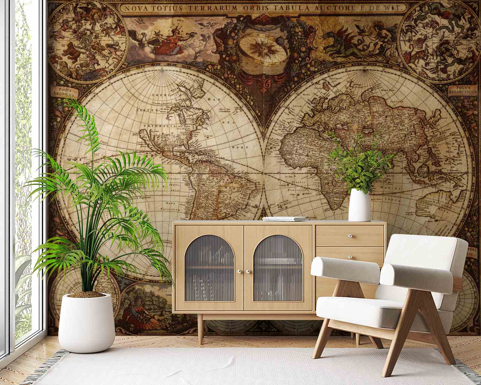 Fototapet hartă geografică antică reprezentată ca două emisfere