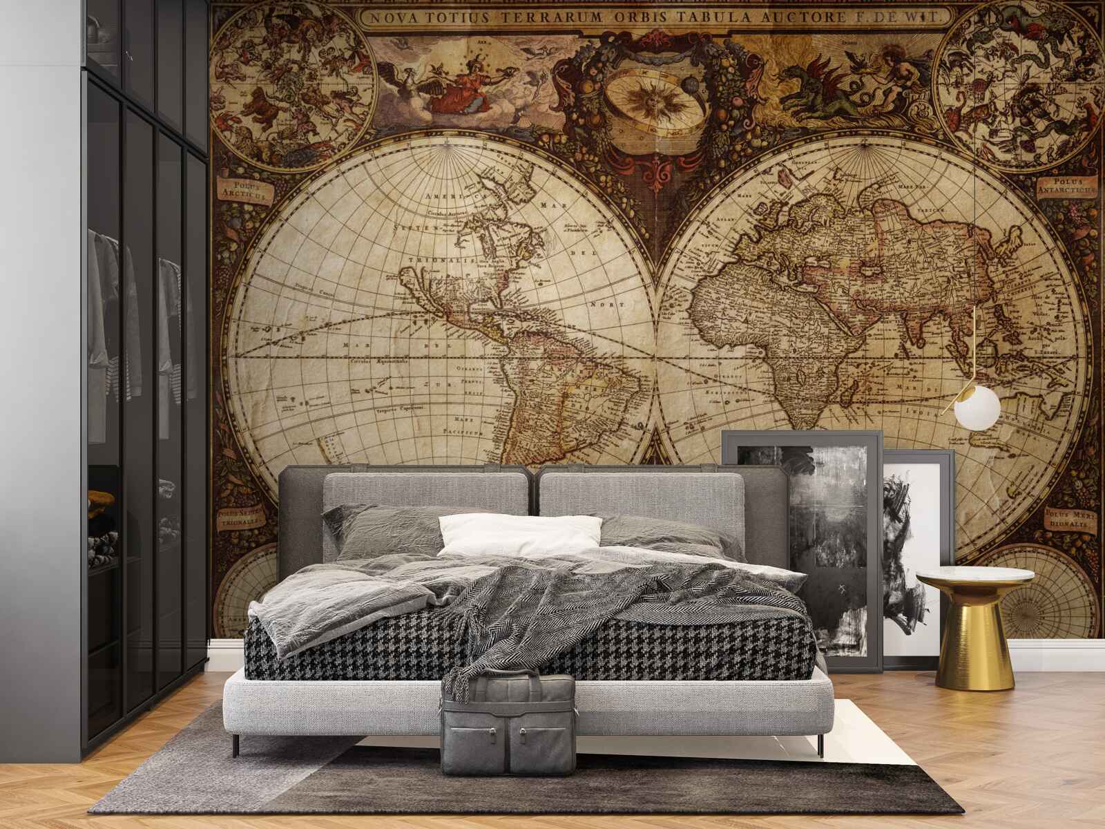 Fototapet hartă geografică antică reprezentată ca două emisfere