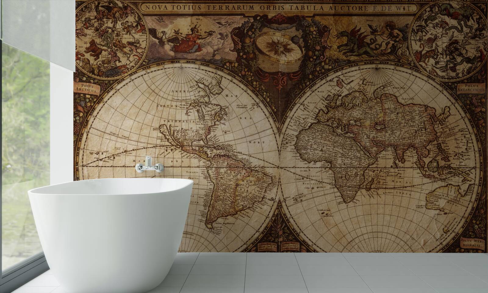 Fototapet hartă geografică antică reprezentată ca două emisfere