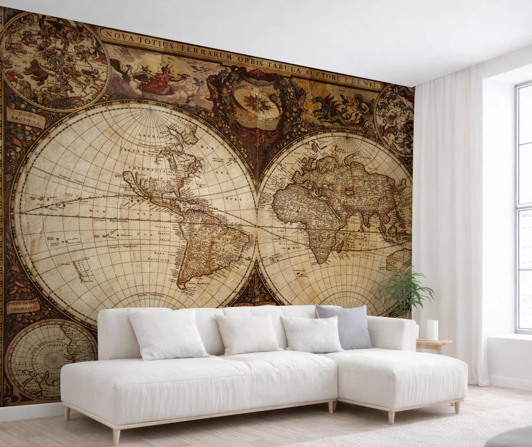 Fototapeta starożytna mapa geograficzna przedstawiona w postaci dwóch półkul