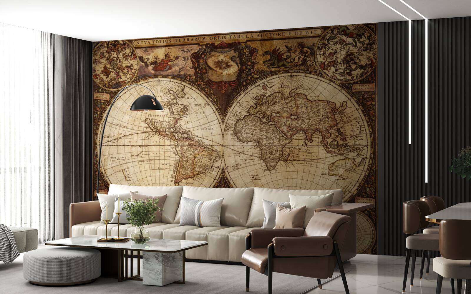 Fototapet hartă geografică antică reprezentată ca două emisfere