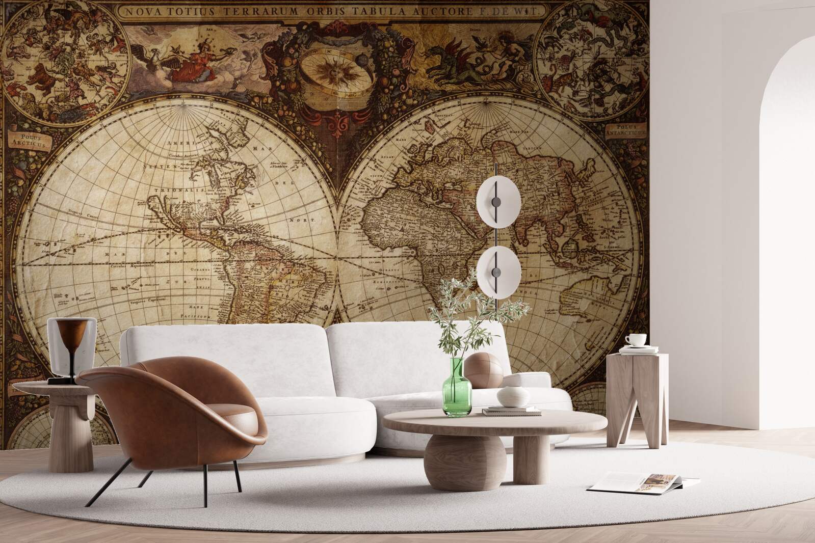Fototapet hartă geografică antică reprezentată ca două emisfere