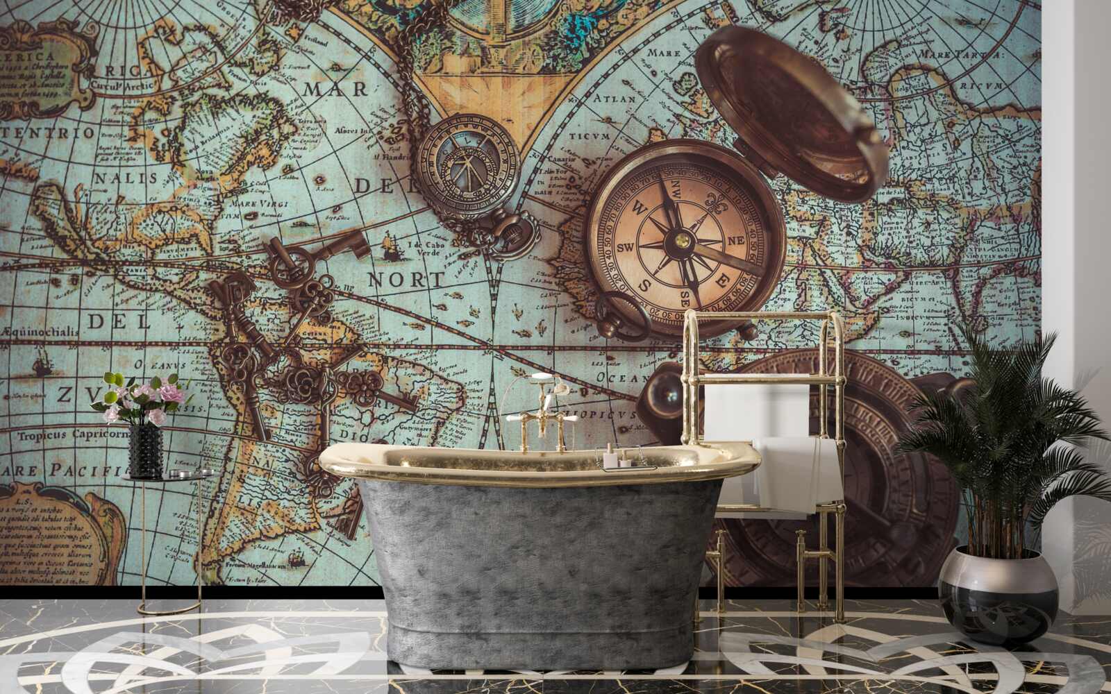 Fototapet compasuri din trecut pe hartă
