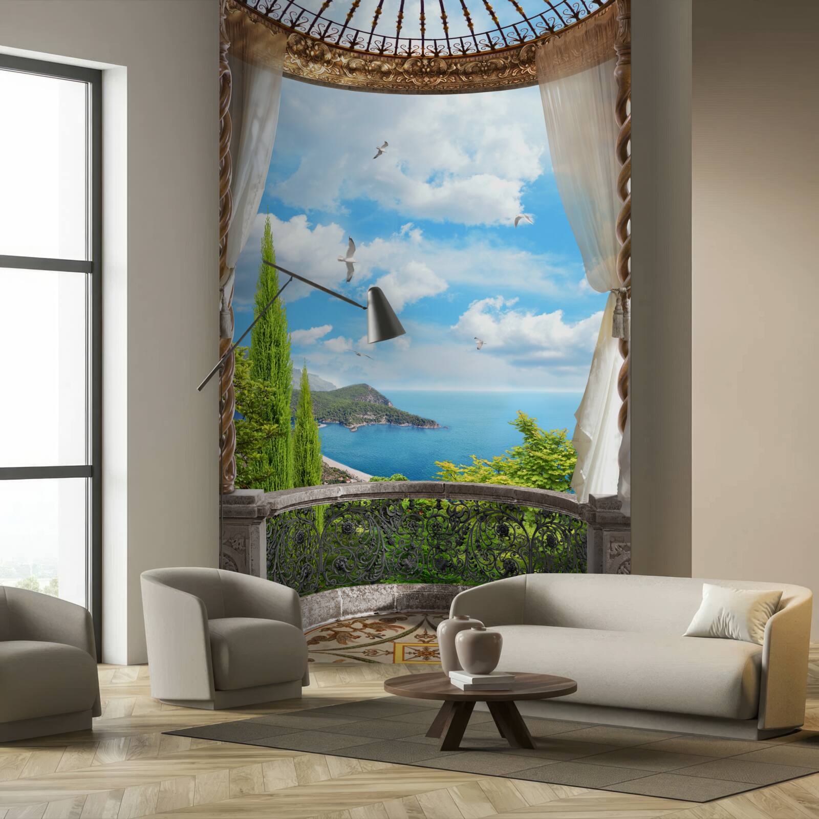 Fototapet verandă cu vedere panoramică la mare