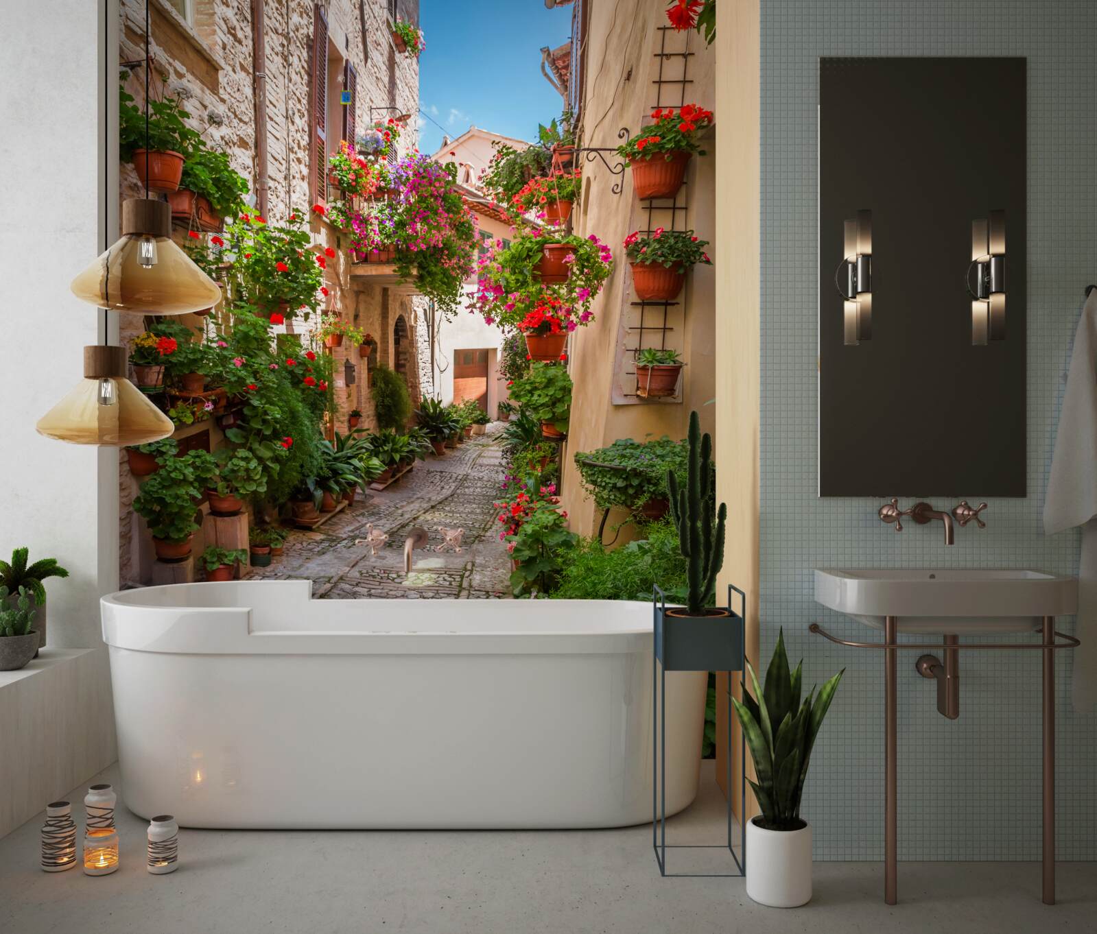 Fototapet stradă veche cu pavaj de piatră