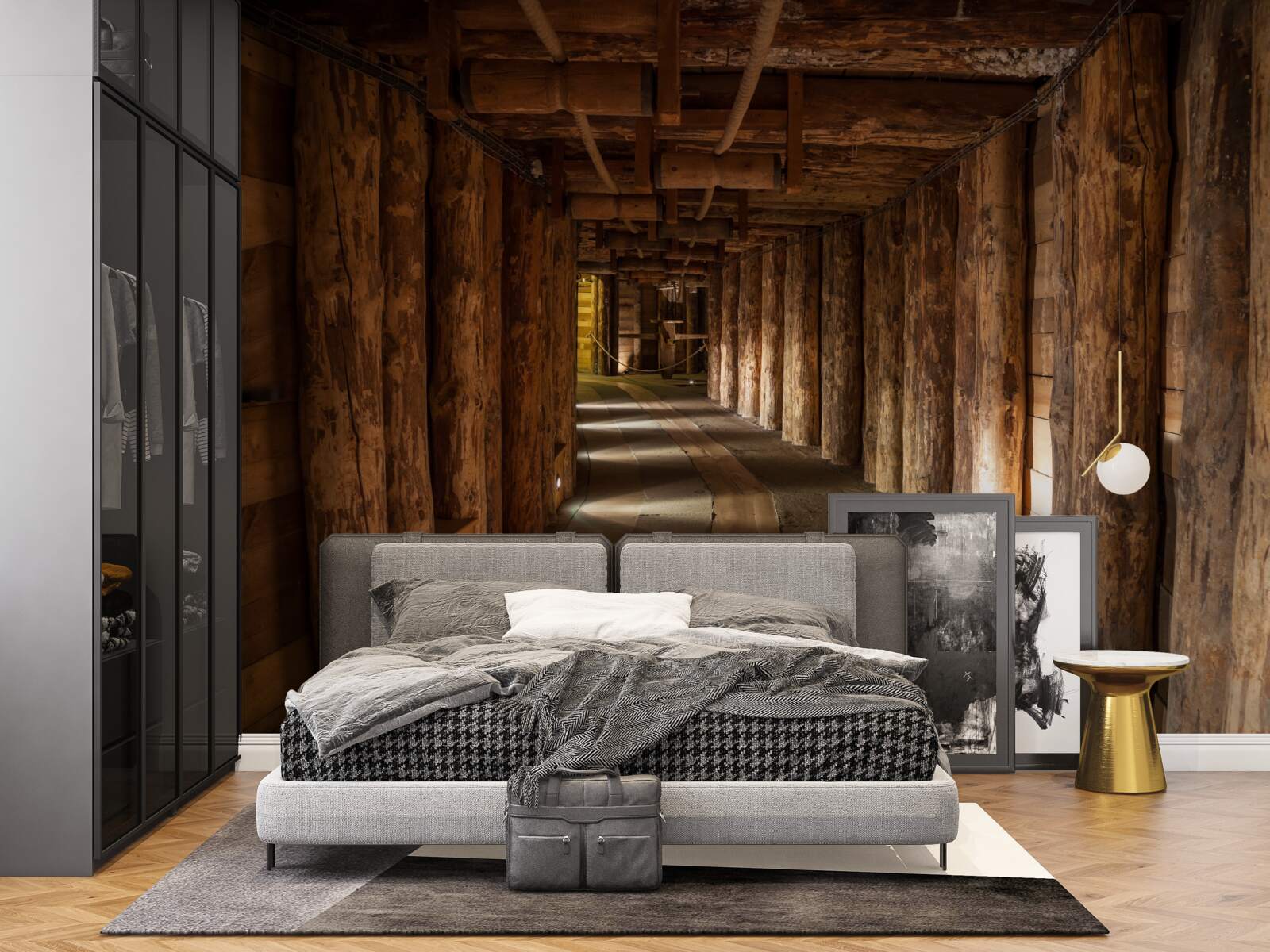 Fototapet tunel subteran din lemn