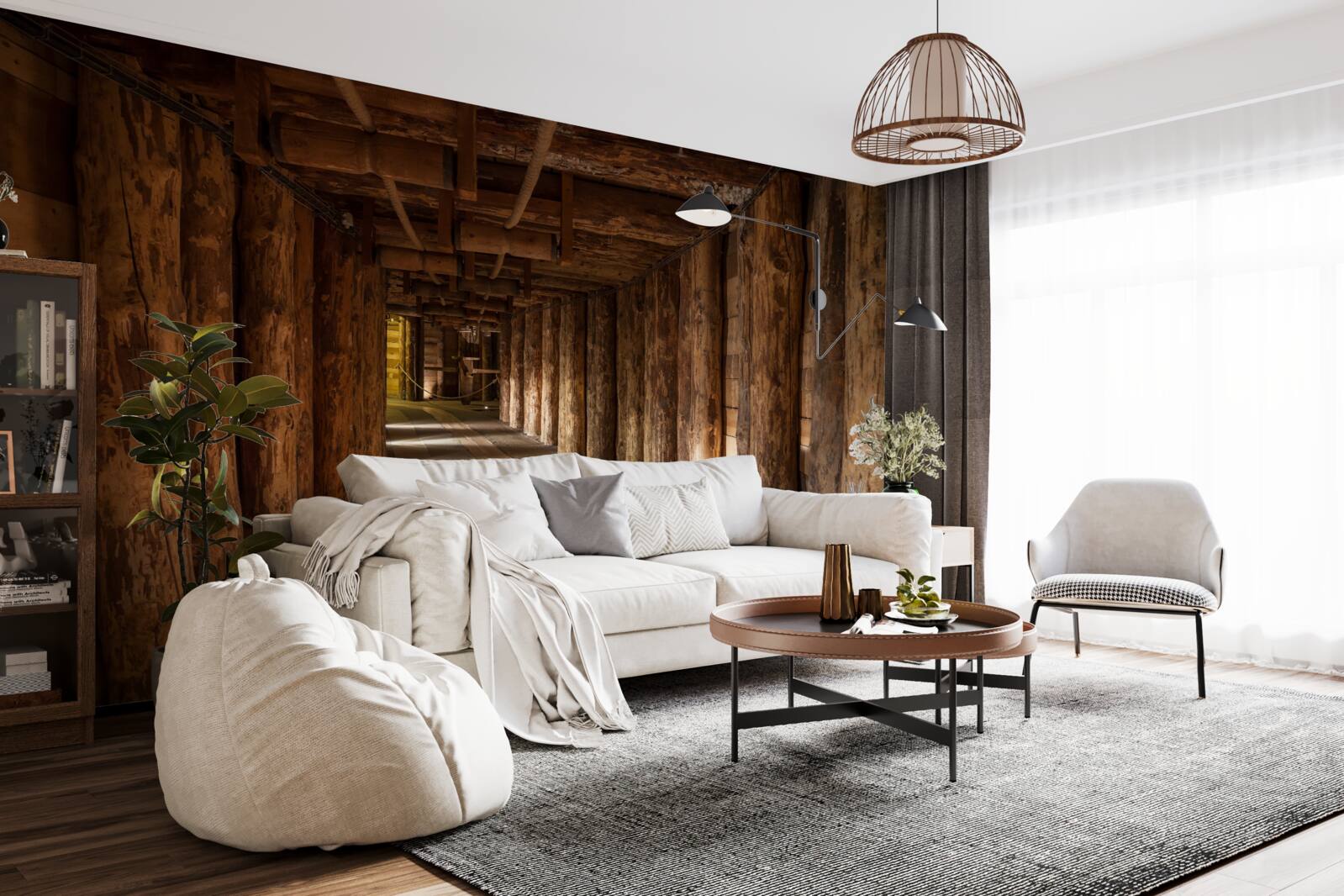 Fototapet tunel subteran din lemn