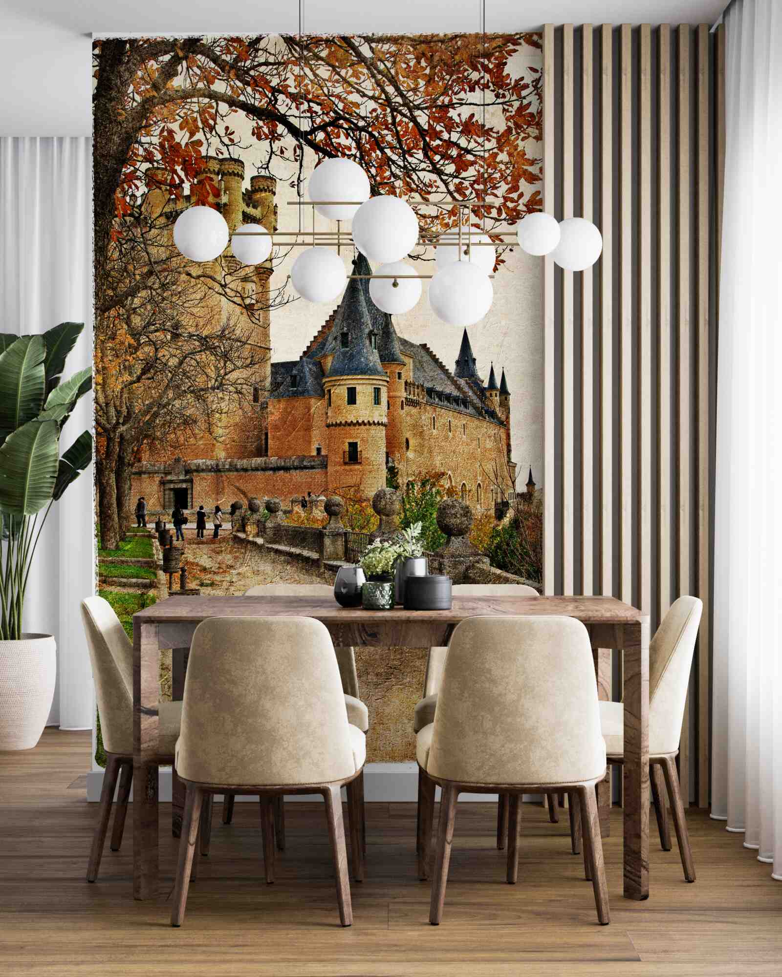 Fototapet Drumul spre vechiul castel în toamnă