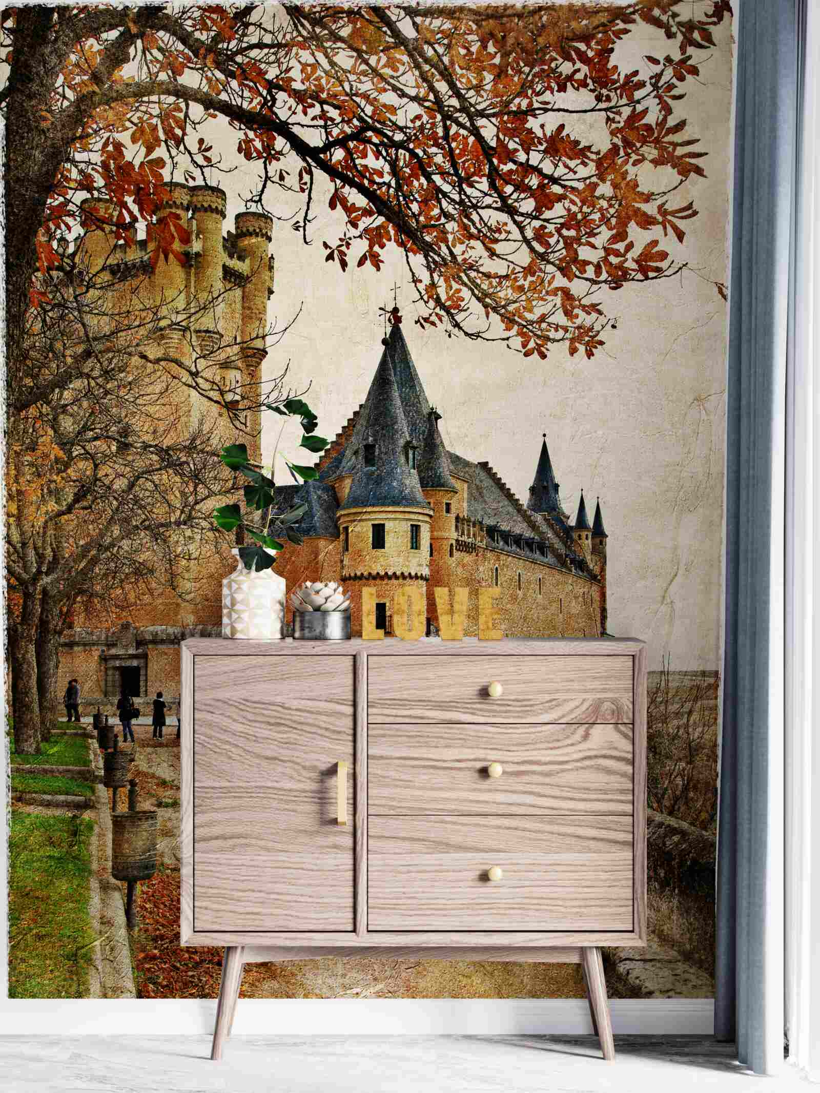 Fototapet Drumul spre vechiul castel în toamnă