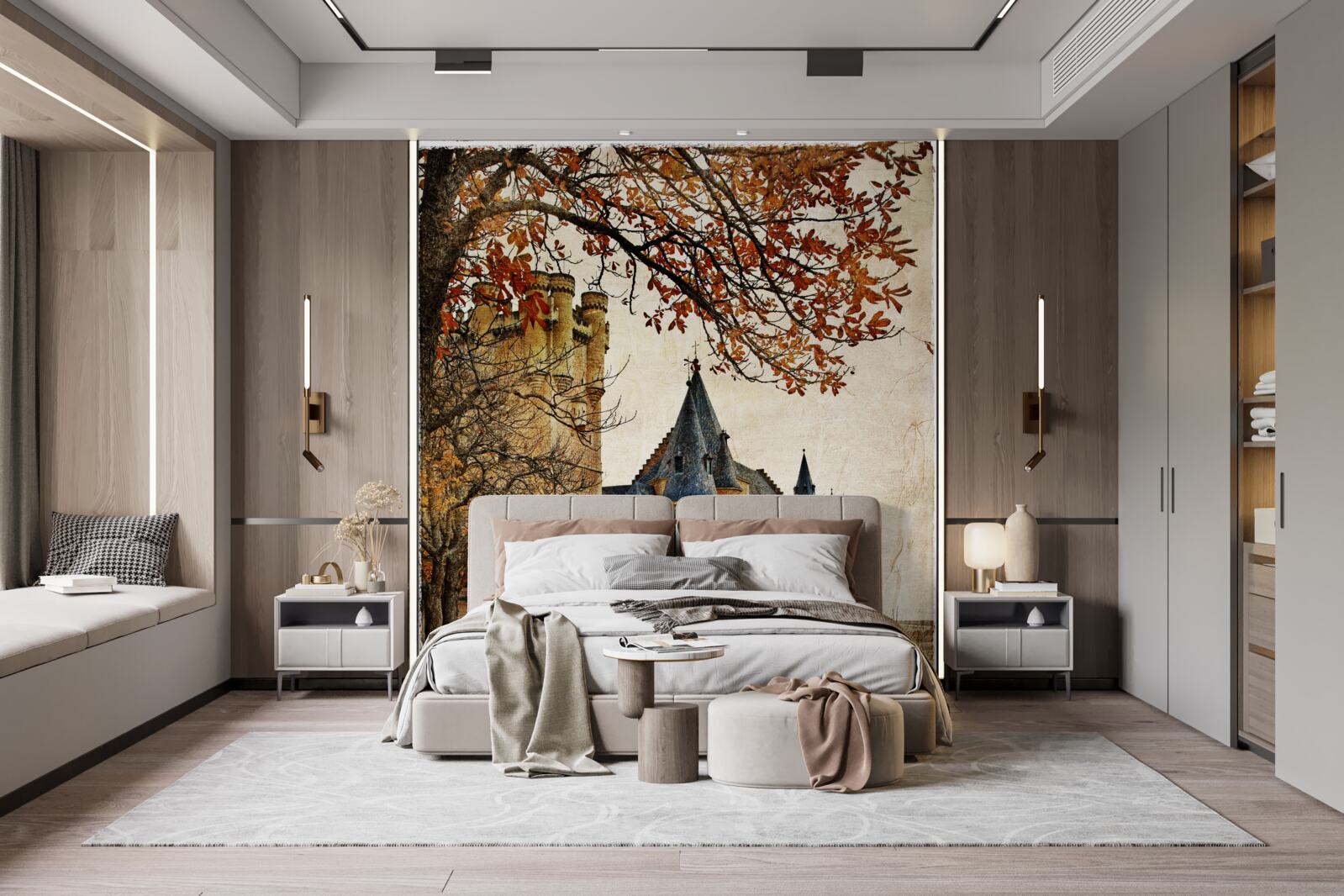 Fototapet Drumul spre vechiul castel în toamnă