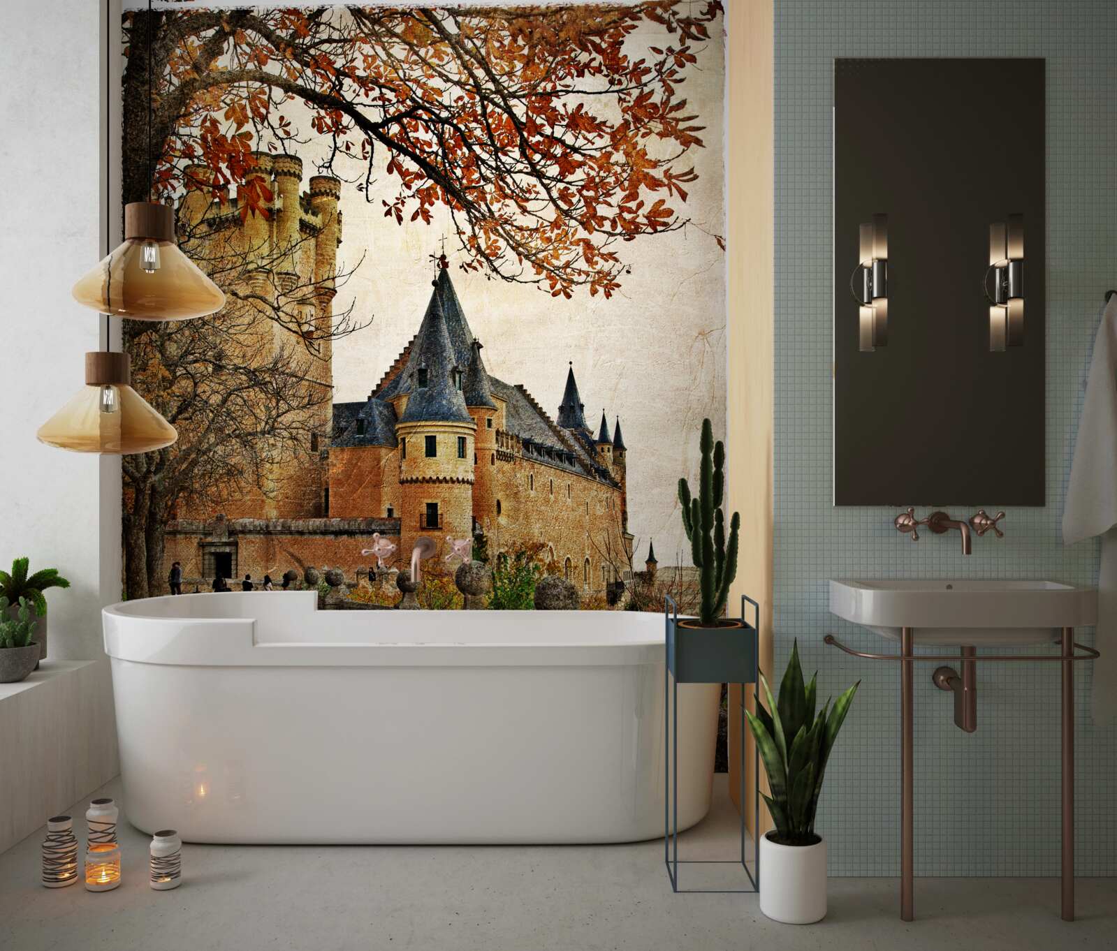 Fototapet Drumul spre vechiul castel în toamnă