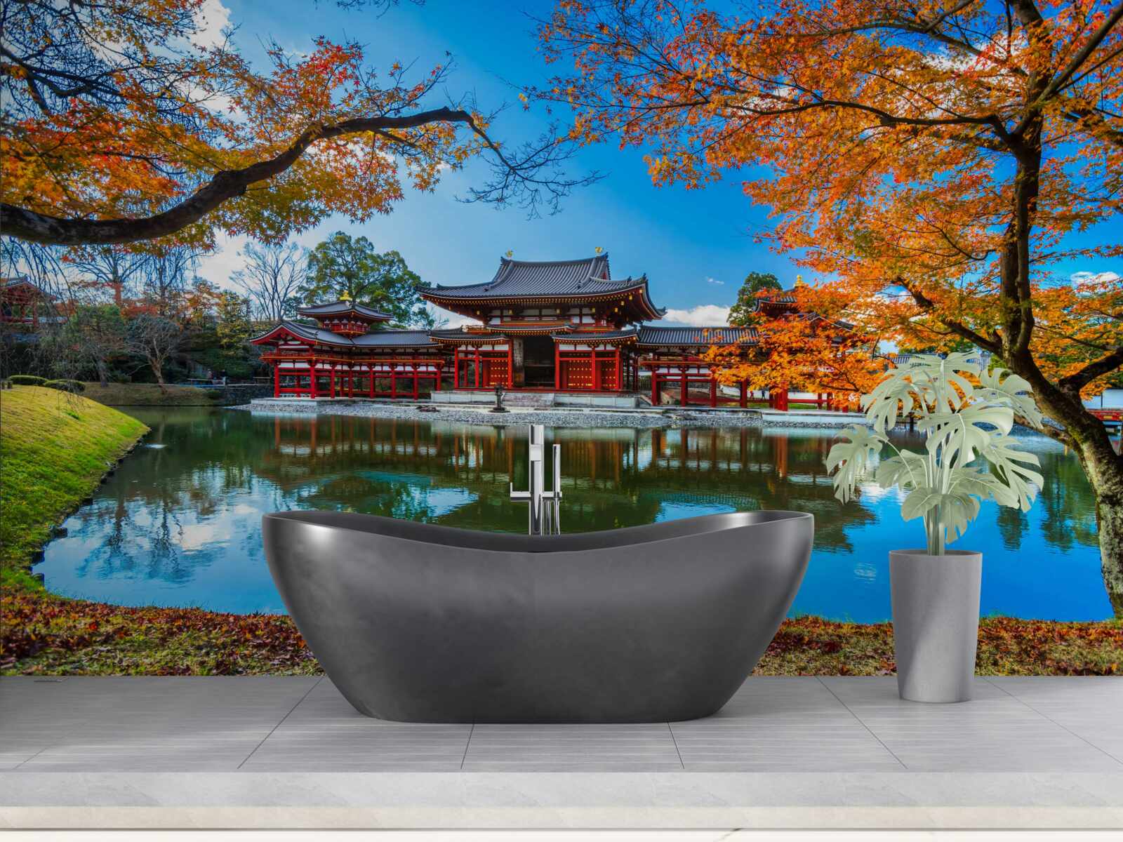 Fototapet reflecție de toamnă într-un parc japonez