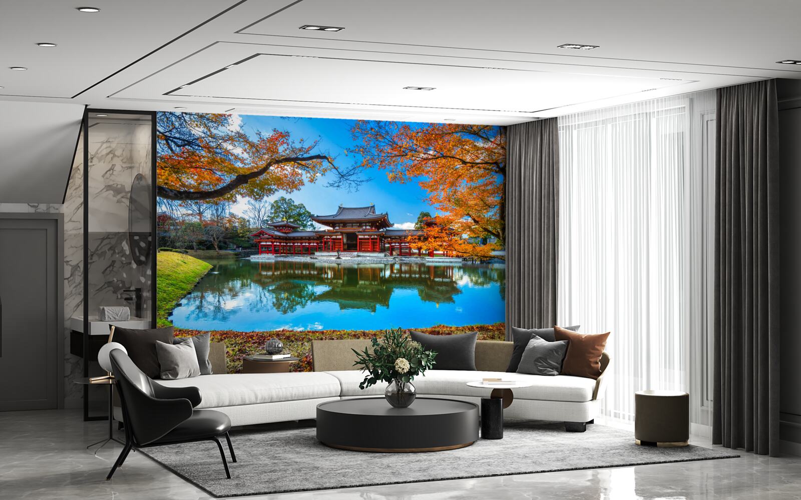 Fototapet reflecție de toamnă într-un parc japonez