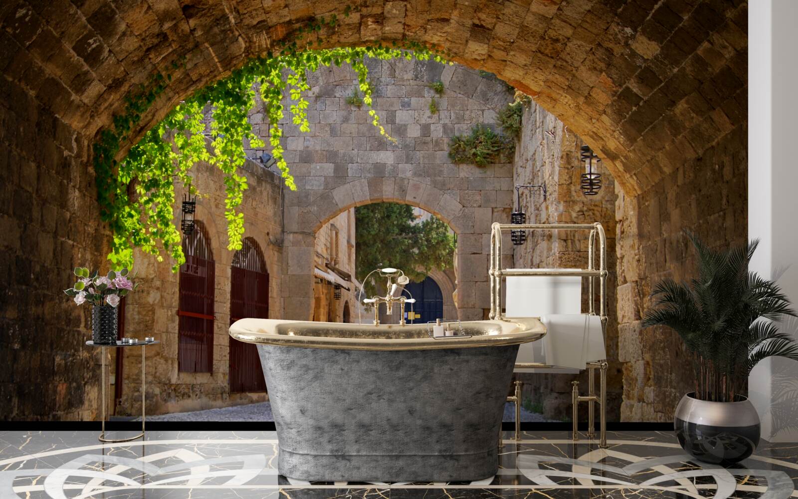 Fototapet orașul vechi este decorat cu un arc de piatră