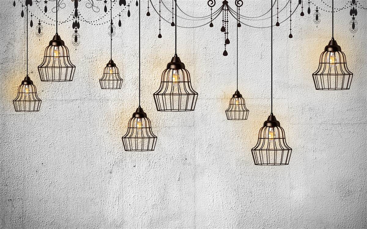 Fototapet lămpi antice pe un fundal gri