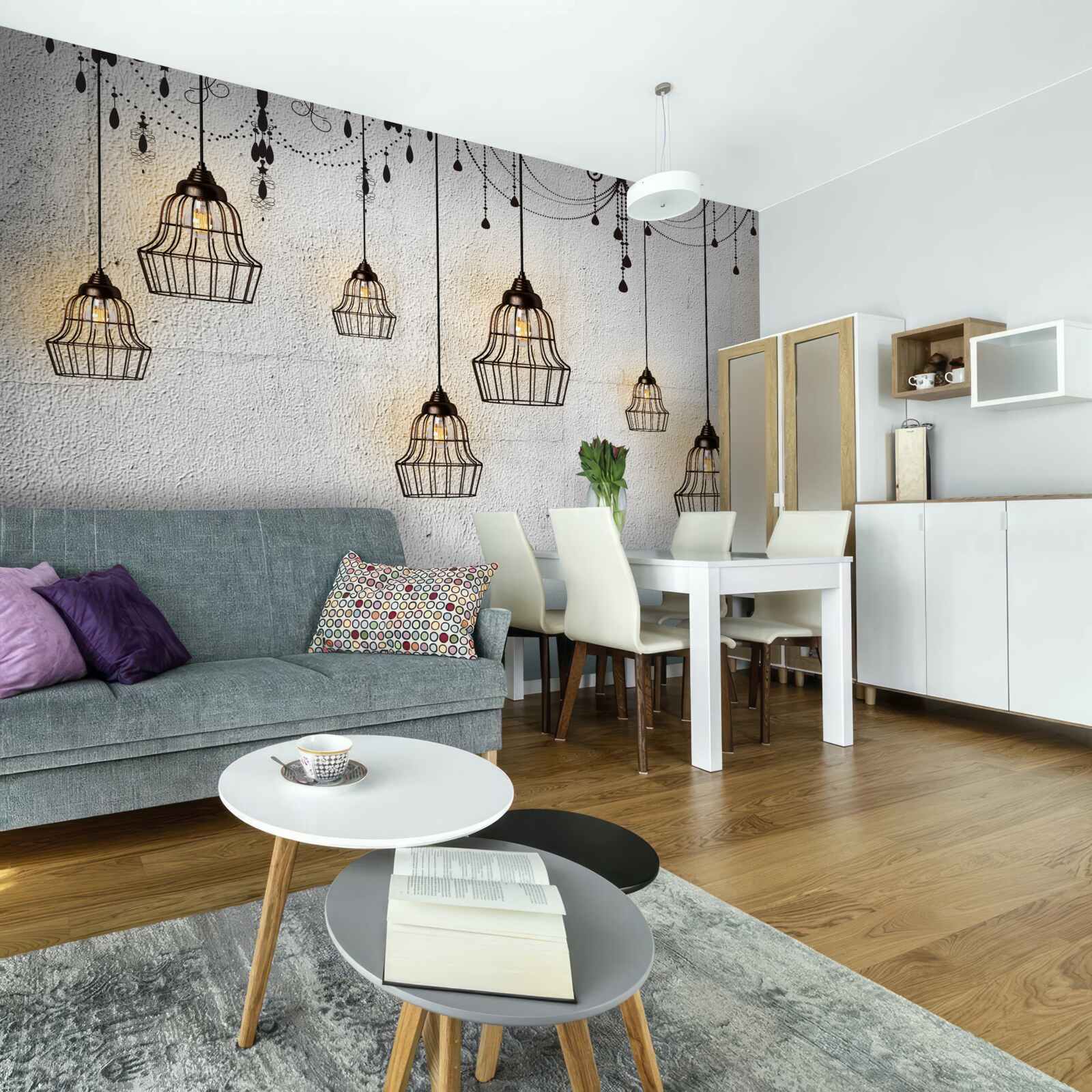 Fototapet lămpi antice pe un fundal gri