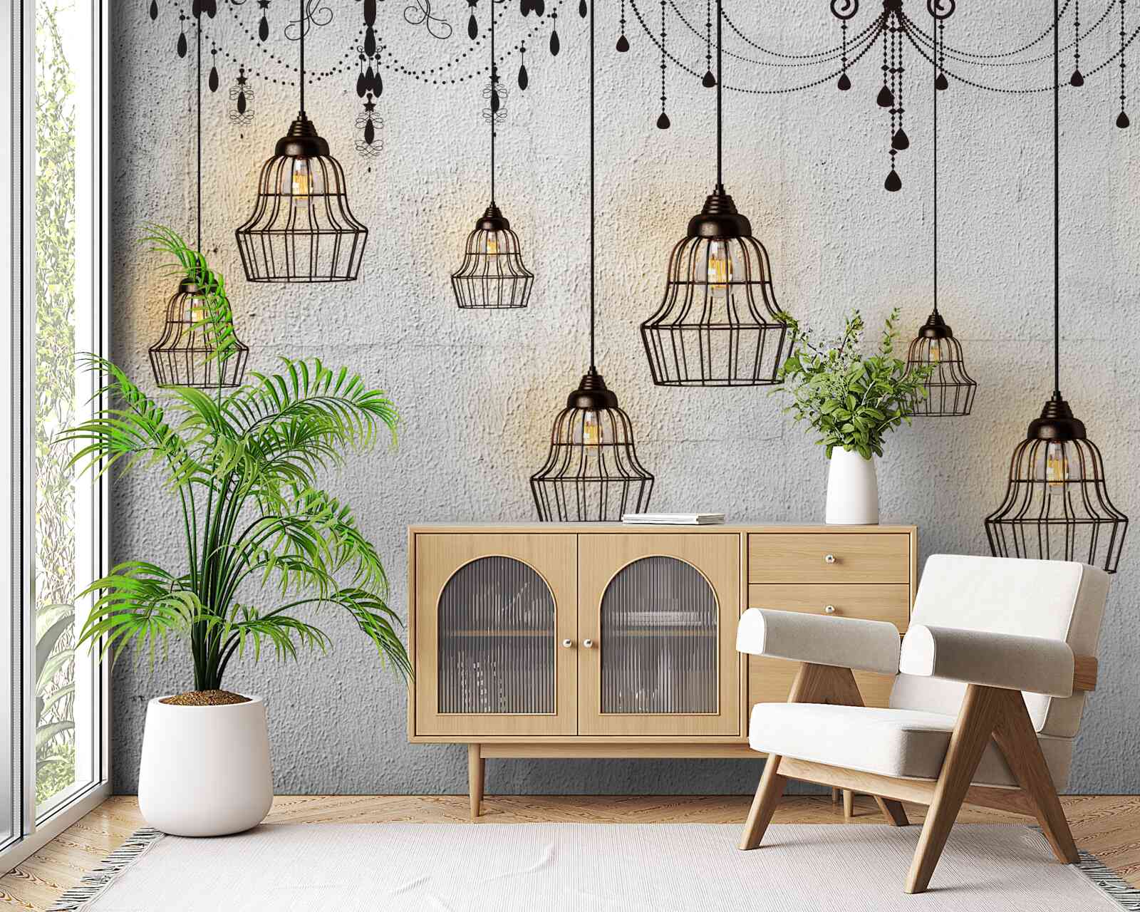 Fototapet lămpi antice pe un fundal gri