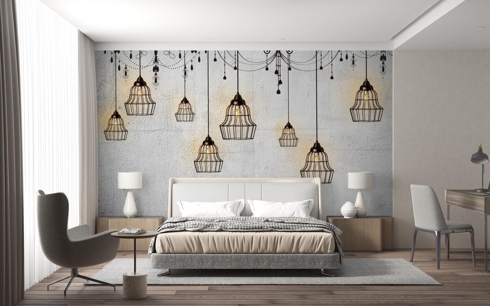 Fototapet lămpi antice pe un fundal gri