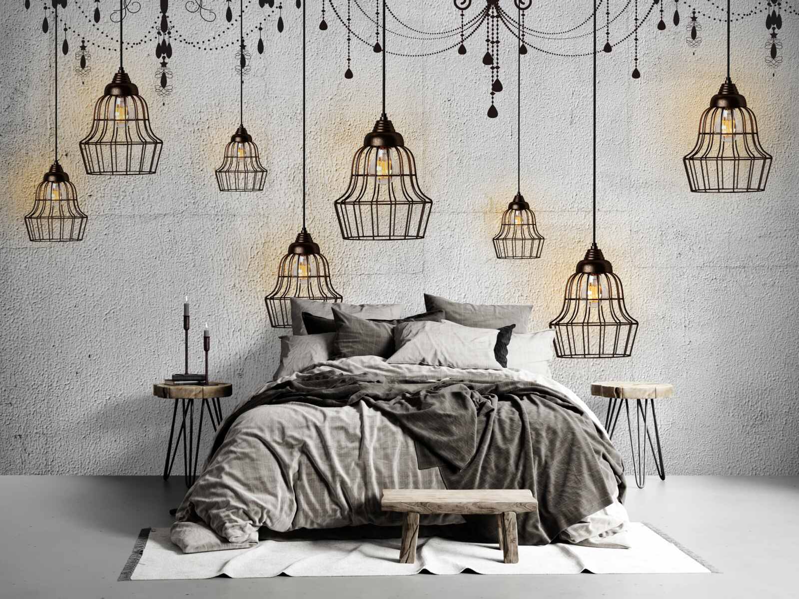 Fototapet lămpi antice pe un fundal gri