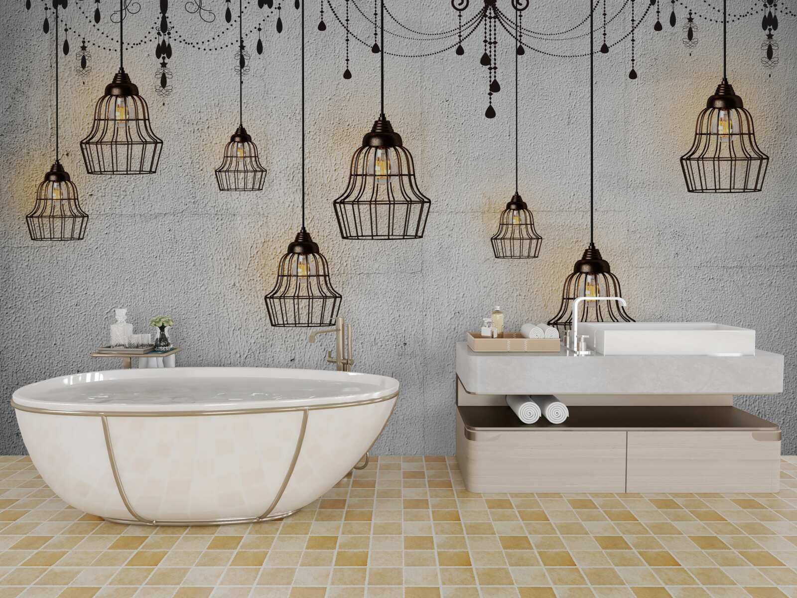 Fototapet lămpi antice pe un fundal gri