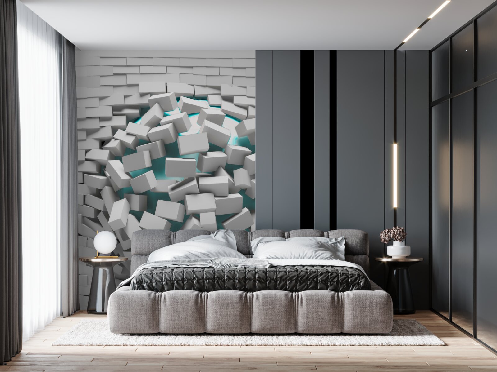 Fototapet cărămizile vopsite în alb sunt decojite