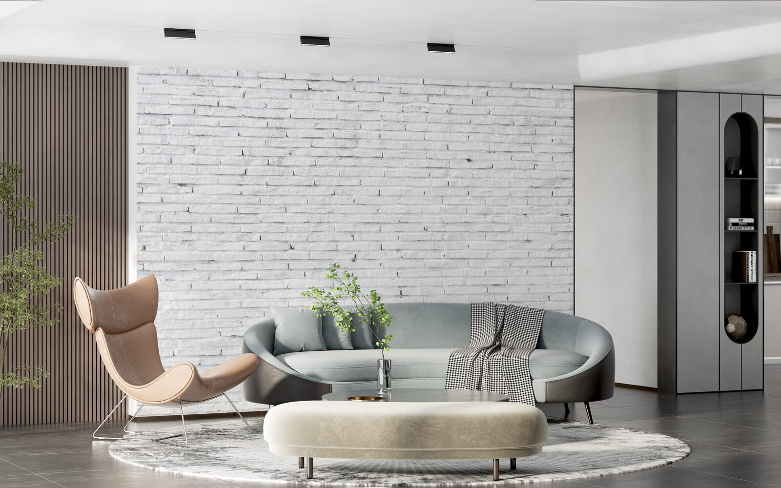 Fototapet Peretele este din cărămidă, cu un alb perfect